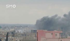 #شاهد | سوريا - درعا : غارات جوية نفذها الطيران الحربي على بلدة النعيمة .