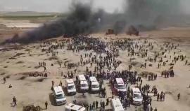 مشاهد جوية من فعاليات #جمعة_العلم ضمن مسيرة العودة الكبرى على حدود #غزة 
تصوير: Abdallah El Hajj