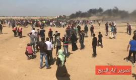 مشاهد من #جمعة_النذير ضمن مسيرة العودة الكبرى في قطاع غزة أمس من شرق خزاعة