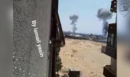 #شاهد لحظة قصف طائرات الاحتلال موقع بدر التابع للمقاومة غرب مخيم الشاطئ في مدينة غزة