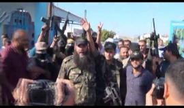 مشاهد من استقبال الأسير المحرر ناجي أبو منديل 34 عاما سكان مخيم المغازي وسط قطاع غزة والذي أفرج عنه الاحتلال أمس بعد أن أمضى 14 عاما في السجون