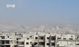 إحدى الغارات الجوية التي نفذها الطيران الحربي على حي القابون الدمشقي