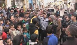 مظاهرة في مدينة الرستن بريف #حمص الشمالي نصرة لأهل #حلب