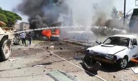 #عاجل المشاهد الأولى لـ انفجار سيارة مفخخة بمدينة #إعزاز بريف #حلب الشمالي