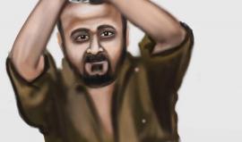 رسم الأسير القائد مروان البرغوثي 
#إضراب_الكرامة 
فنان الكاريكاتير Ahmad Qaddura