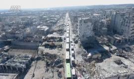 #شاهد تصوير جوي لإخلاء سكان حلب المحاصرة من منازلهم باتجاه ريف حلب الغربي 
تصوير: حسن قطان