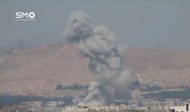 الغارات الجوية العنيفة من قبل الطيران الحربي على احياء دمشق الشرقية