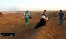 #شاهد إصابات اثر اعتداء قوات الاحتلال على المتظاهرين قبل قليل شرق جباليا شمال قطاع غزة .