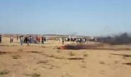 مباشر من حدود بلدة خزاعة التظاهرات السلمية الرافضة للحصار الإسرائيلي على غزة تصوير مثنى النجار