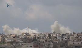 #شاهد قصف الطيران المروحي بالبراميل المتفجرة لأحياء درعا البلد