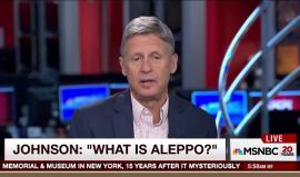 مذيع يسأل المرشح المستقل للانتخابات الرئاسية الأميركية غاري جونسون عما سيفعله لحلب في حال فوزه فأجاب بـ  "ماهي حلب" ؟!