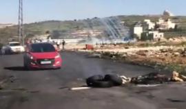 #شاهد من المواجهات التي اندلعت بين الشبان وجنود الاحتلال عند المدخل الشمالي لمدينة البيرة