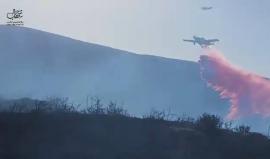 #شاهد .. طائرات الاحتلال تواصل عمليات إطفاء الحرائق في مادما جنوب نابلس خوفا من انتشارها إلى مستوطنة " يتسهار" القريبة .
