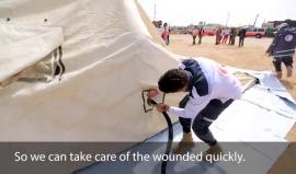 #شاهد مسعفو الهلال الأحمر الفلسطيني ينقذون الأرواح خلال عملهم في مسيرة العودة الكبرى