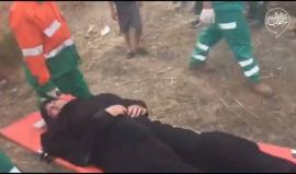 #شاهد إصابة سيدة اثر استهداف قوات الاحتلال للمتظاهرين شرق غزة قبل قليل . 
تصوير  ‏‎ALaa Mohsen‎‏.