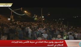 #بث_مباشر المقدسيون يؤدون صلاة العشاء في محيط الأقصى رفضا لإجراءات الاحتلال