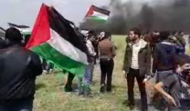 #مباشر  الاحتلال يطلق النار وقنابل الغاز اتجاه المشاركين في فعاليات مسيرة العودة الكبرى  على الحدود الشرقية لمدينة خانيونس