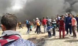 جمعة حرق العلم من الحدود الشرقية لمدينة غزة