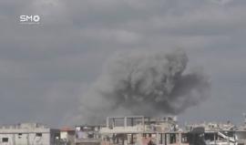 الغارات الجوية من قبل الطيران الحربي على احياء درعا البلد المحررة