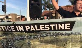 وقفة تضامنية نصرةً للقدس ومناهضة لقرار ترمب من قلب مدينة اناهايم في منطقة جنوب كاليفورنيا - الولايات المتحدة الامريكية.
