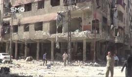 دمار كبير جراء الغارات الجوية على الأحياء السكنية في مدينة #دوما بريف #دمشق