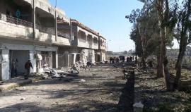 ريف حمص- قصف الطيران الحربي على بلدة تلدو مما أدى الى سقوط جرحى ودمار في المنازل السكنية