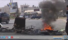 جانب من الفعاليات التضامنية والإضراب العام الذي شهدته مدينة رام الله اليوم اسنادًا للأسرى المضربين