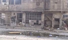 سوريا - دمشق : آثار الدمار الذي لحق بأحد أفران حي القابون الدمشقي جراء قصف قوات الأسد للحي