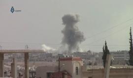 #حمص- قصف بالطيران الحربي السوري على الأحياء السكنية في مدينة #الرستن