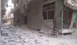 #شاهد آثار الدمار الهائل الناتج عن قصف الطيران الروسي في عربين بريف دمشق