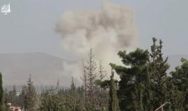 قصف عنيف يستهدف بلدة ديرخبية بريف #دمشق