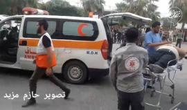 #شاهد إصابة الصحفي محمود خليل بالاختناق بقنابل الغاز الإسرائيلية شرق المحافظة الوسطى للقطاع .