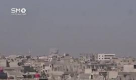 #شاهد الغارات الجوية العنيفة من قبل الطيران الحربي على حي جوبر الدمشقي