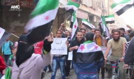 #شاهد| مظاهرة في حي المشهد طالبت الثوار بفك حصار حلب وهتفت للحرية وإسقاط نظام الأسد