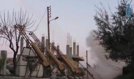 جانب من استهداف مواقع النظام السوري في بلدة صوران بريف حماه والتي سيطرت عليها المعارضة المسلحة لاحقا