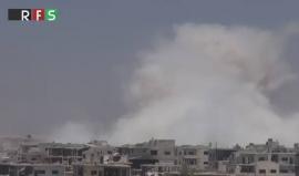 #شاهد طائرات الأسد المروحية تمطر أحياء مدينة درعا بالبراميل المتفجرة والألغام البحرية