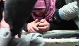 في مشهد مؤلم.. 
أم تودع ابنها الذي استشهد بقصف قوات النظام على مدينة الرستن بريف #حمص الشمالي