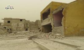 دمار في مدرسة جراء قصف جوي على مدينة دارة عزة بريف #حلب