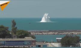 #شاهد تفجير ألغام نازية عثر عليها في خليج سيفاستوبل بروسيا