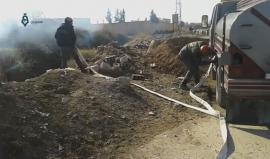 حرائق خلّفها القصف المدفعي ظهر اليوم على منطقة المرج بريف دمشق