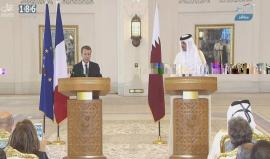 #شاهد مؤتمر صحافي مشترك بين أمير قطر والرئيس الفرنسي