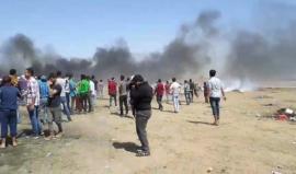 #مباشر استمرار اعتداء قوات الاحتلال على المشاركين في فعاليات مسيرة العودة الكبرى على الحدود الشرقية لمدينة خانيونس 
#جمعة_النذير