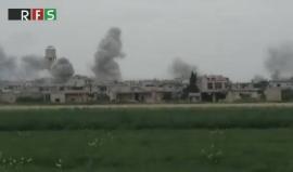 #شاهد سقوط 40 صاروخ راجمة دفعة واحدة على مدينة #كفرزيتا بريف #حماة الشمالي