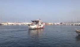 لحظة انطلاق سفينة عودة من جزيرة صقلية الايطالية الى غزة