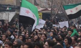 مظاهرة مطالبة بعمل عسكري موجهة لقادات الفصائل في الغوطة الشرقية وللقادات في سورية عامة لعدم الوصل بأي منطقة في سوريا الى حلب ثانية