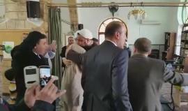 استقال الشيخ رائد صلاح بالتكبيرات في مسجد حسن بيك بيافا عقب الافراج عنه صباح اليوم