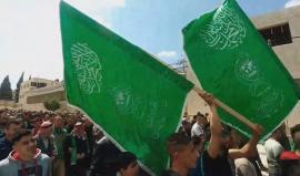 من المسيرة التي انطلقت في محافظة طوباس مسقط رأس الشهيد مازن فقهاء تزامناً مع تشييع جثمانه في قطاع غزة.