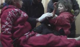 أطفال ضحايا للقصف الجوي على مدينةالرستن بريف حمص الشمالي