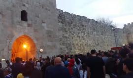 قوات الاحتلال تغلق باب الساهرة في القدس المحتلة وتمنع المصالين من آداء صلاة المغرب في المسجد الأقصى.