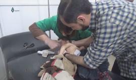 #شاهد | 3 شهداء وعشرات الجرحى معظمهم أطفال في قصف جوي على مدينة عربين بريف دمشق .